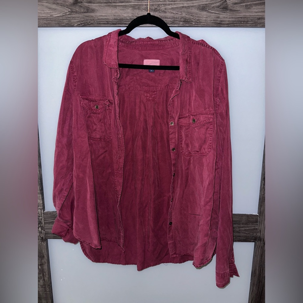 Universal Thread Maroon Button-Front Shirt Jacket